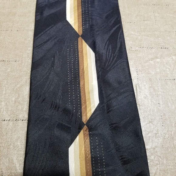 Knightsbridge Men's Neck Tie Black Brown W 3 .75" L 58" Geometric pattern Silk - Picture 3 of 7